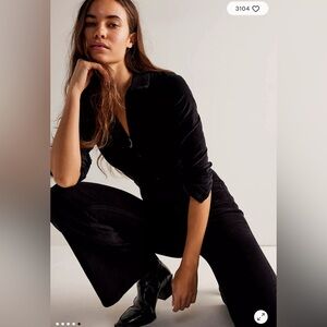NWT Free People We The Free Jayde Cord Coveralls Jumpsuit Overall Black Small